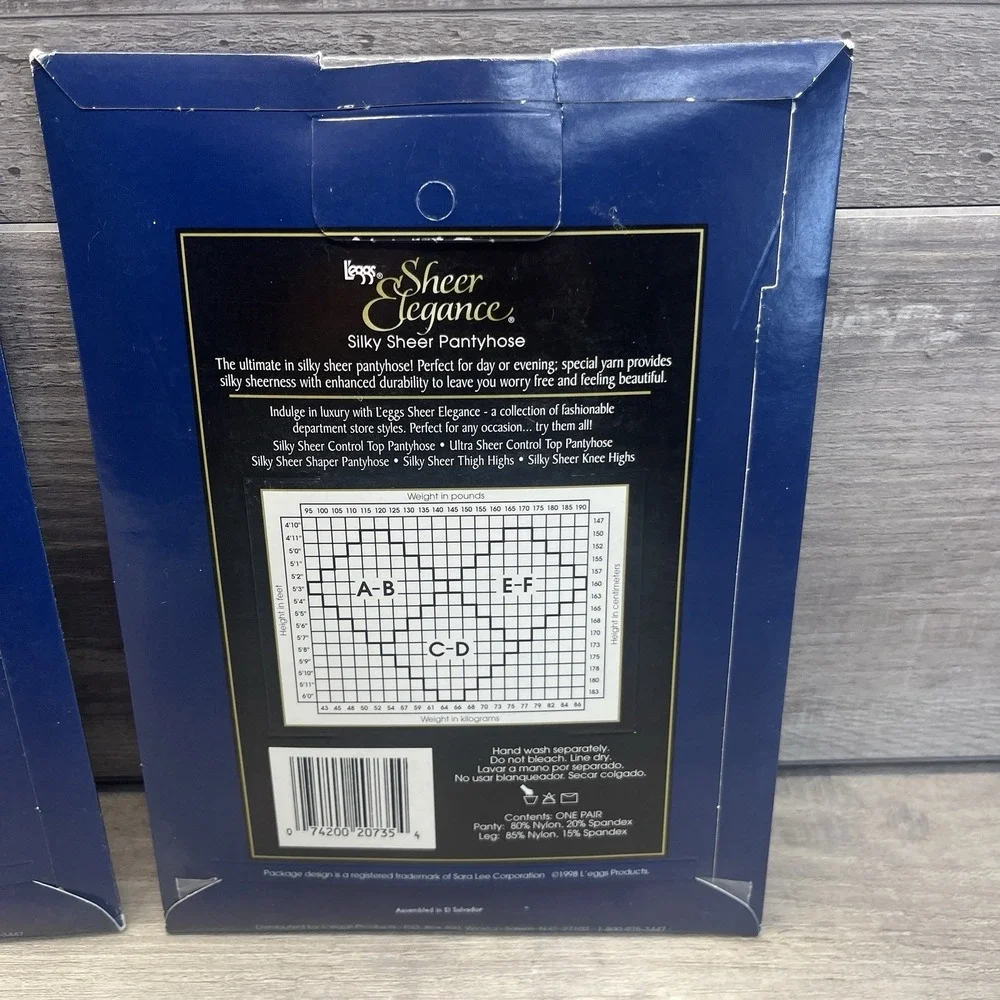 Leggs Sheer Elegance Silky Sheer Control Top Pantyhose True Navy EF Lot of 2